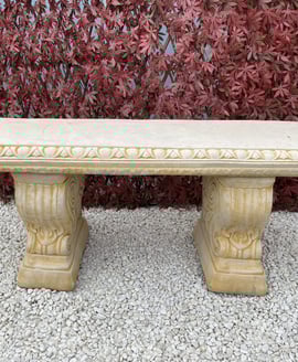 Gothic Stone Garden Bench in Sandstone