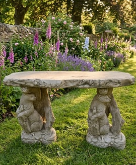 Otter Stone Garden Bench in Stone