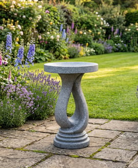 Looping Stone Birdbath in Grey