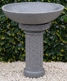 Round Stone Birdbath in Grey
