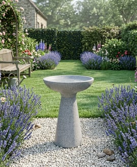 Modern Stone Birdbath in Grey