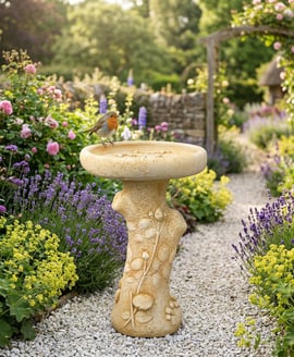 English Rose Birdbath in Sandstone