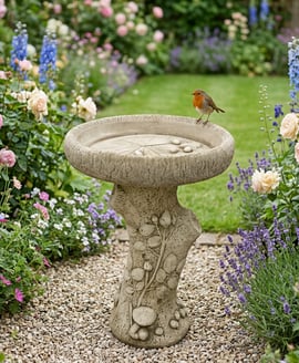 English Rose Birdbath in Stone