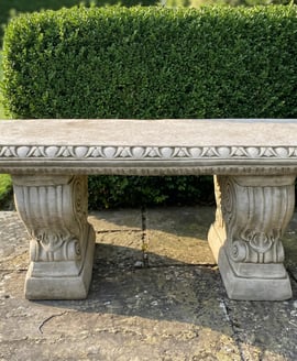 Gothic Stone Garden Bench in Stone