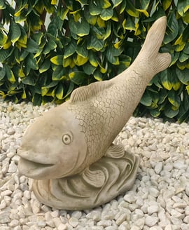 Joyous Fish Stone Garden Ornament in Stone