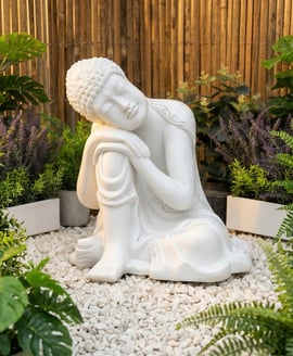 Sleeping Deity Garden Statue in White