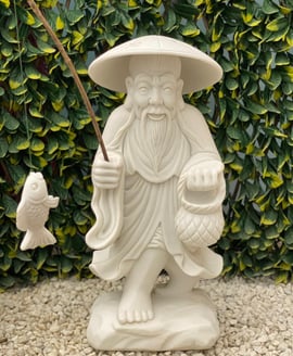 Standing Fisherman Garden Statue in White