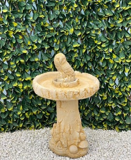 Owl Birdbath in Sandstone