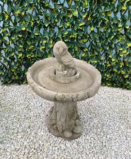 Owl Birdbath in Stone