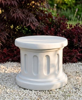 Large Round Garden Ornament Plinth in White