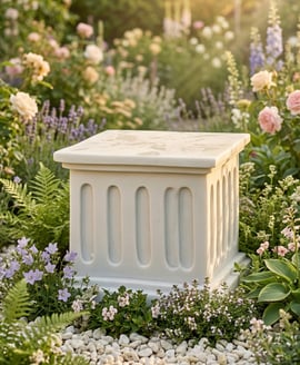 Large Square Garden Ornament Plinth in White
