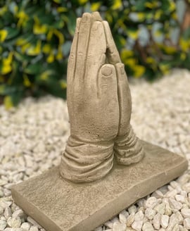 Praying Hands Garden Ornament in Stone
