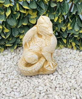 Proud Hatchling Dragon Stone Garden Ornament in Sandstone