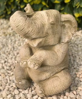Sitting Elephant Stone Garden Ornament in Stone