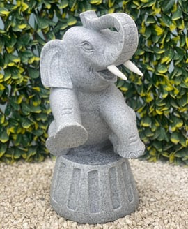 Sitting Elephant Garden Statue in Grey