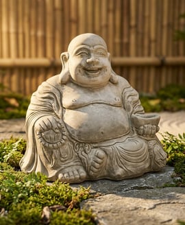 Small Jolly Buddha Garden Ornament in Stone