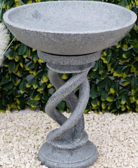 Spiral Stone Birdbath in Grey