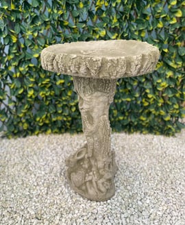 The Hare Birdbath in Stone