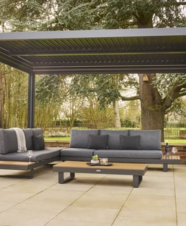 Norfolk Collection Nexus Pergola Grey 3m x 4m with LEDs and 3 Screens