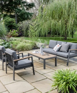 Norfolk Collection Easton Anthracite 6 Seater Dining Set with Polywood Table