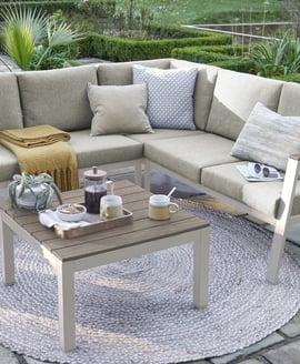 Norfolk Collection Easton Beige Mini Corner Set with Polywood Table