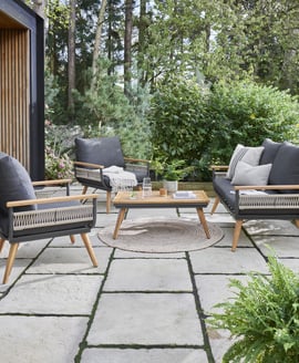 Norfolk Collection Kimora 4 Seat Lounge Set with Grey Fabric Cushions