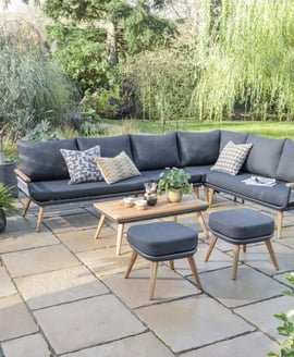 Norfolk Collection Kimora Corner Set with Grey Fabric Cushions