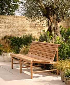 Station Bench Double Teak, Natural