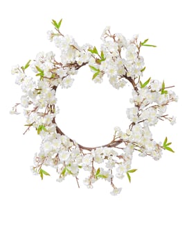 Artificial & Cherry Blossom Wreath Cream 66cm