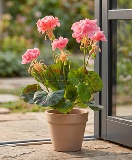 Artificial Flowering Geranium Pink 35cm