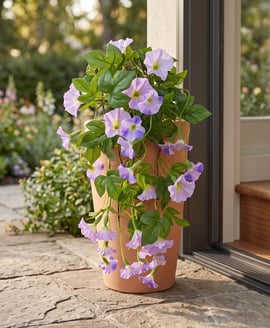 Artificial Flowering Petunia Bush Purple 55cm