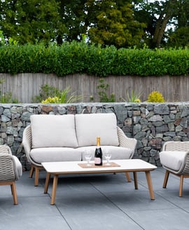 Norfolk Collection Camberley Thick Rope Weave 2 Seater Sofa Set with Sintered Stone Table