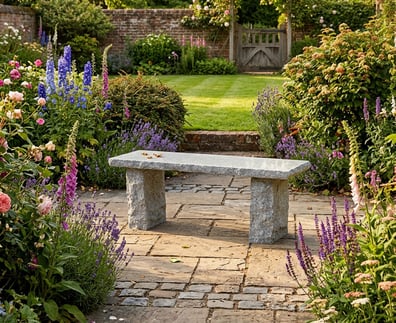 Rustic Straight Grey Granite Garden Bench