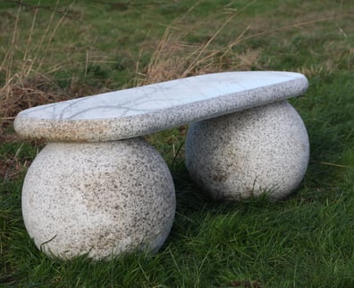 Granite Sphere Stone Garden Bench