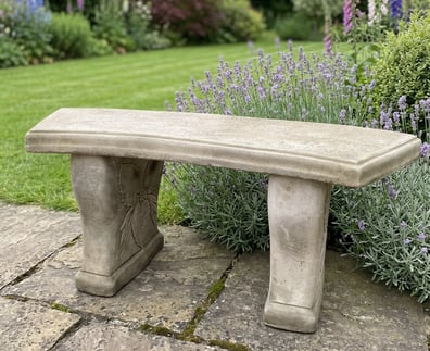 Curved Leaf Stone Garden Bench in Stone