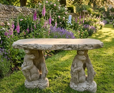 Otter Stone Garden Bench in Stone