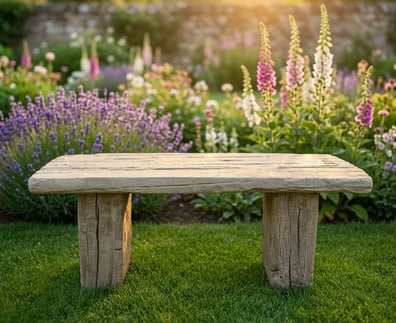 Sleeper Stone Garden Bench in Stone