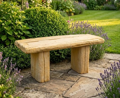 Sleeper Stone Garden Bench in Sandstone
