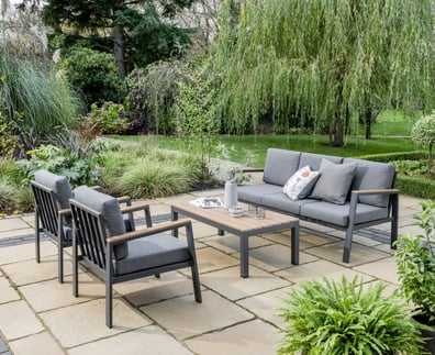 Norfolk Collection Easton Anthracite 6 Seater Dining Set with Polywood Table