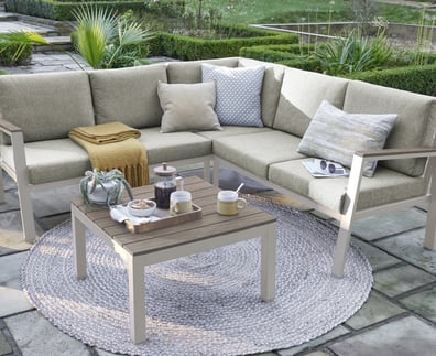 Norfolk Collection Easton Beige Mini Corner Set with Polywood Table