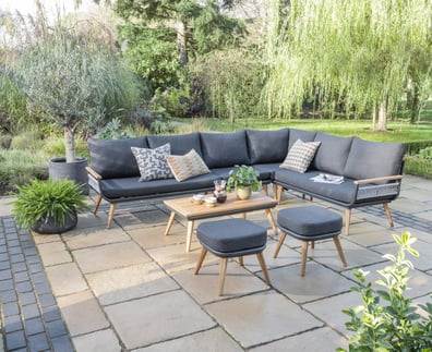 Norfolk Collection Kimora Corner Set with Grey Fabric Cushions