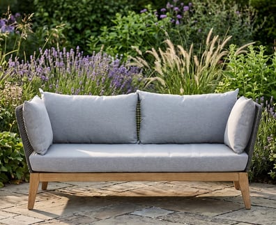 Opus 3 Seat Rope Woven Sofa with Grey Cushions