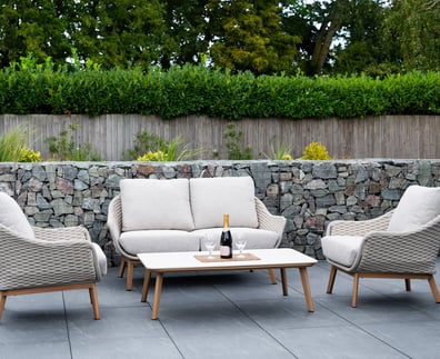 Norfolk Collection Camberley Thick Rope Weave 2 Seater Sofa Set with Sintered Stone Table