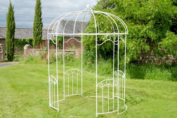 Heraldic White Metal Garden Gazebo