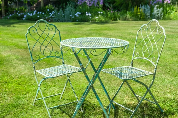 Abbotsbury Antiqued Green Metal Garden Bistro Set