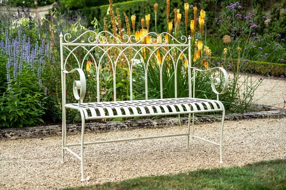 Revival Cream Metal Garden Bench
