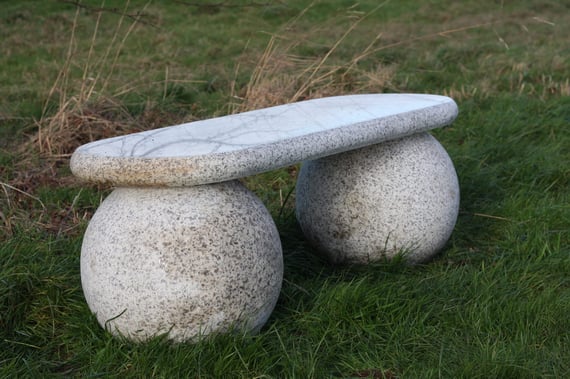 Granite Sphere Stone Garden Bench