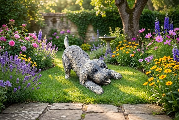 Playful Cockapoo Garden Ornament in Bronze Finish