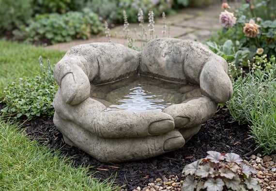 Cupped Hands Stone Fountain
