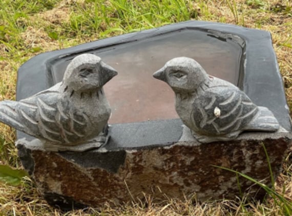 Two Birds Basalt Birdbath
